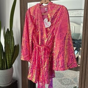 New with tags BUDDY LOVE pink sequin wrap dress size medium